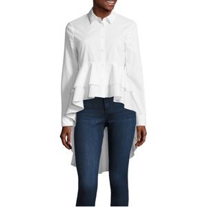 a.n.a Asymmetric Ruffle Hem Button Front Shirt😍